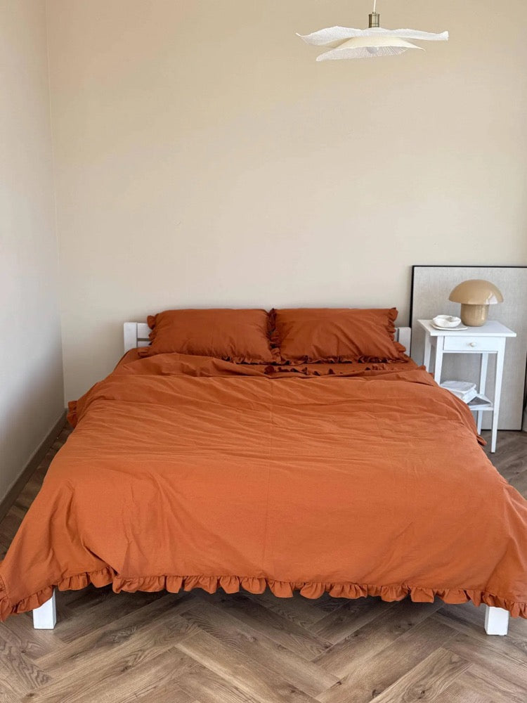 Cinnamon Bed Set - Full Cotton Bedding with Duvet Cover, Pillow Cases, Bed Sheet - Minimalist Sheets set
