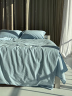Cotton Blue Duvet Cover Zipper Closure, Natural 100% Cotton Twin XL, Queen, King and Custom Size