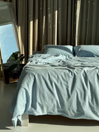 Cotton Blue Duvet Cover Zipper Closure, Natural 100% Cotton Twin XL, Queen, King and Custom Size