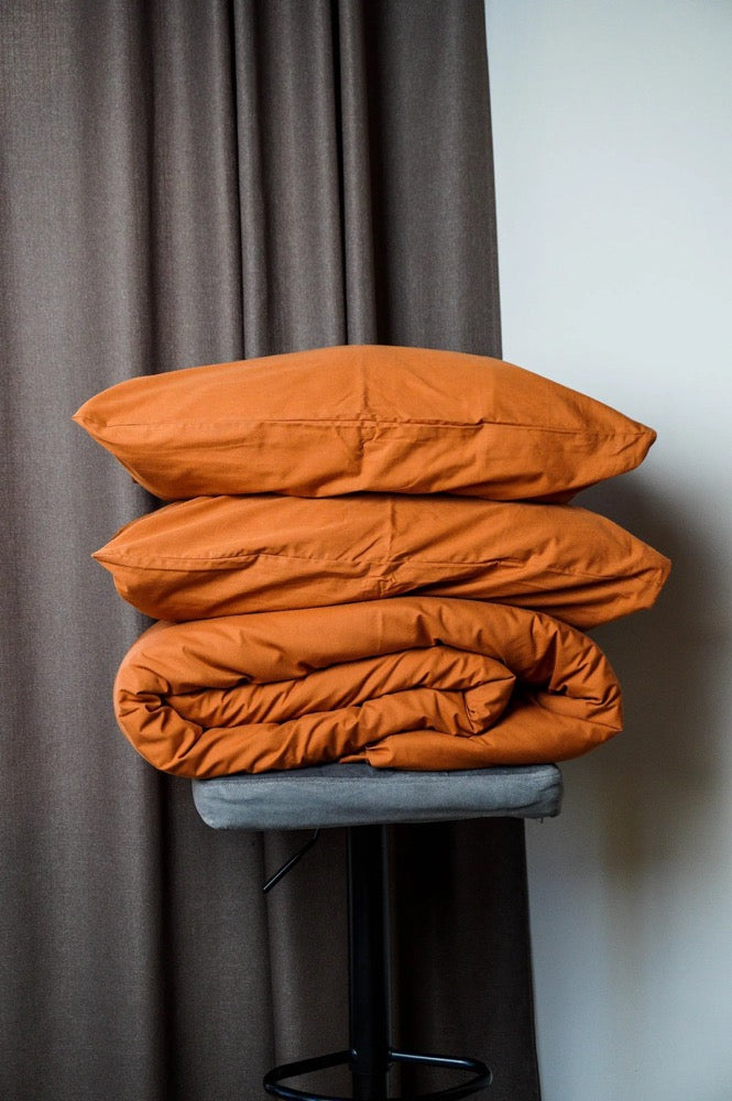 Cinnamon Bed Set - Full Cotton Bedding with Duvet Cover, Pillow Cases, Bed Sheet - Minimalist Sheets set