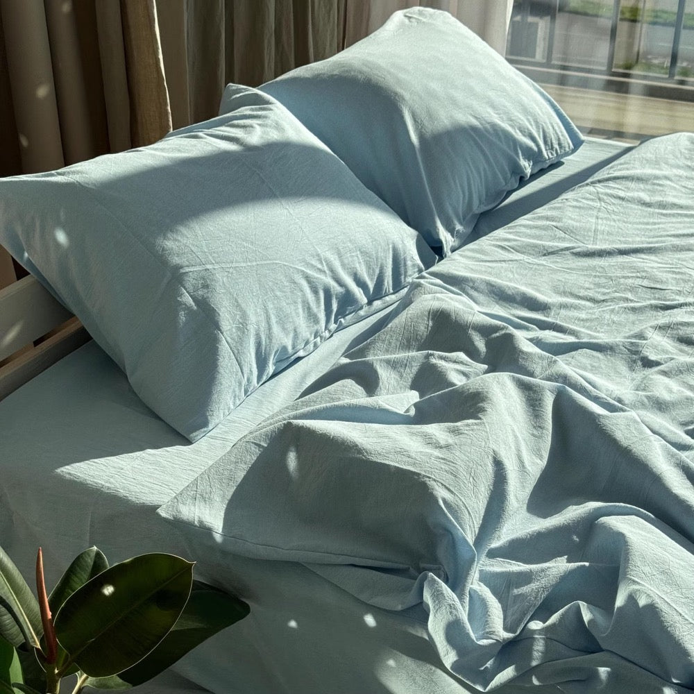 Cotton Blue Duvet Cover Zipper Closure, Natural 100% Cotton Twin XL, Queen, King and Custom Size