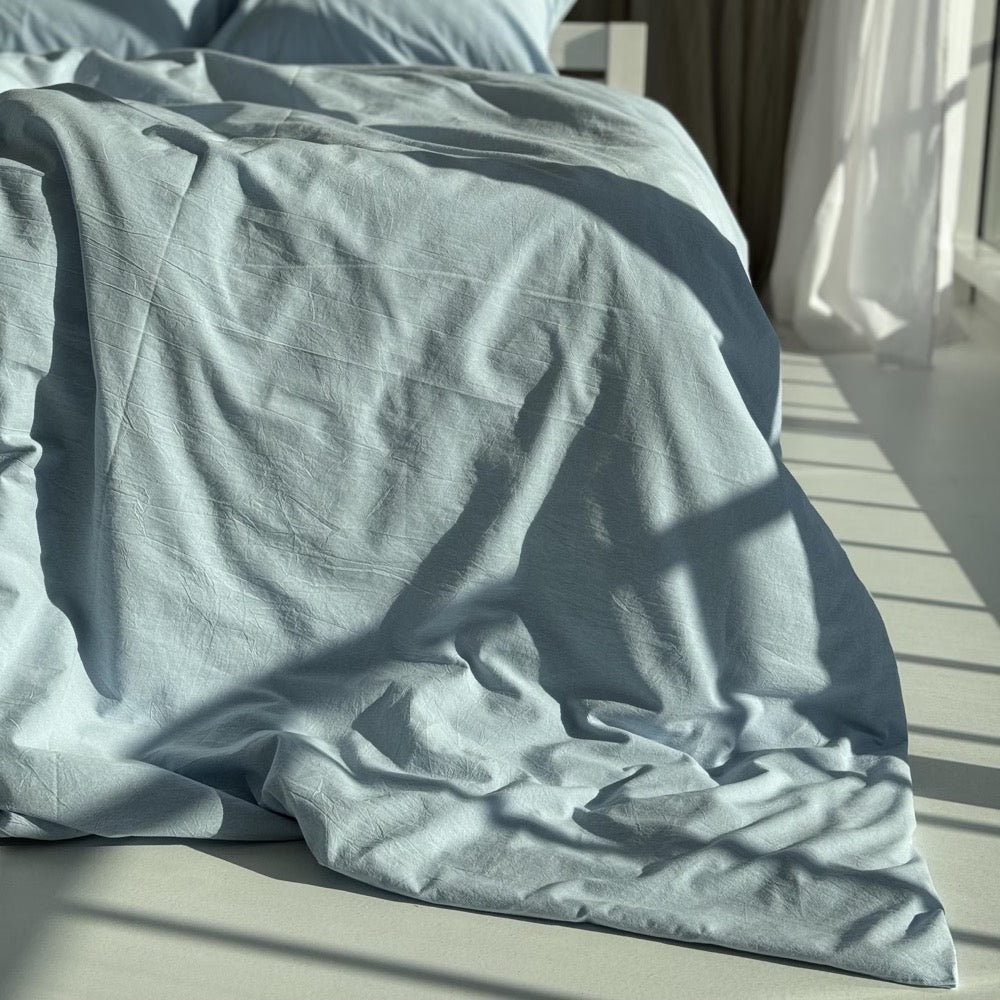 Cotton Blue Duvet Cover Zipper Closure, Natural 100% Cotton Twin XL, Queen, King and Custom Size