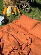 Cinnamon Cotton Fitted Sheet Set and PillowCases, Fall Cozy Bedding, 100% Cotton Bed Sheet Set