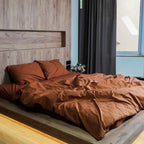 Cinnamon Bed Set - Full Cotton Bedding with Duvet Cover, Pillow Cases, Bed Sheet - Minimalist Sheets set