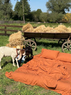 Cinnamon Cotton Fitted Sheet Set and PillowCases, Fall Cozy Bedding, 100% Cotton Bed Sheet Set